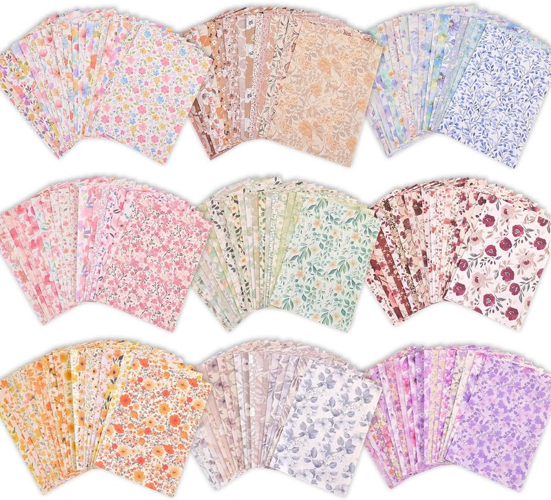 emmoolife 180 Sheets Vintage Floral Scrapbook Paper - 9 Themes Aesthetic Small Flowers Pattern, Decorative Craft DIY Paper Kit for Bullet Journal, Junk Journal Supplies, Collage, Cardmaking 5.5x8 Inch - Image 1